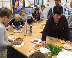 kids doing a food craft activity