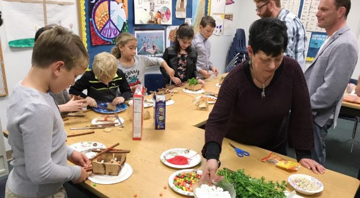 kids doing a food craft activity